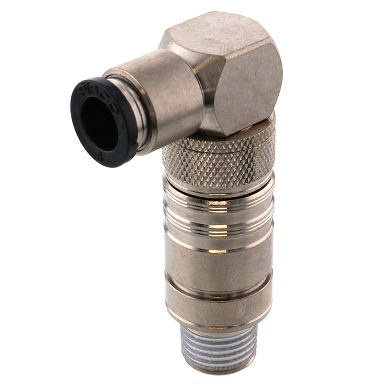 Bộ Đầu Ngạnh Nối Ống Dẫn Điều Khiển Nhiệt Độ Khuôn Đúc Dạng Cong 90°, Có Van Tự Ngắt Pisco ASL10-803