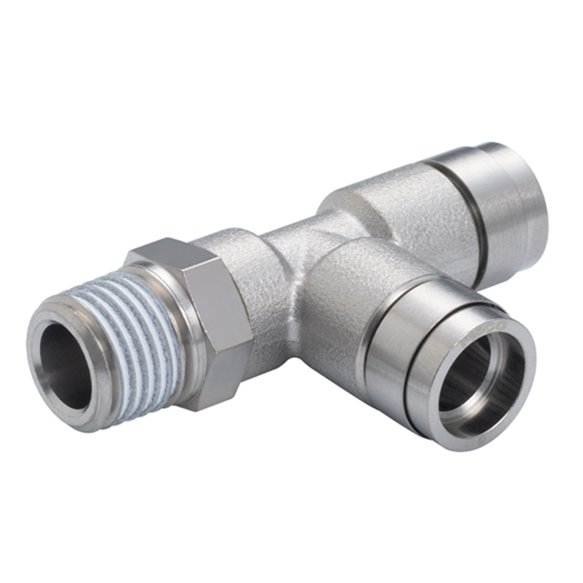 Đầu Nối Nhanh Khí Nén Dạng Chữ T Ren Ngoài Pisco KD10-03