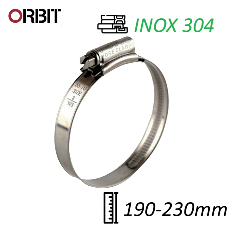 Đai Siết Cổ Dê Inox 304 Orbit 190-230mm Chính Hãng