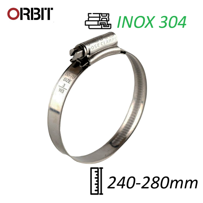 Đai Siết Cổ Dê Inox 304 Orbit 240-280mm Chất Lượng