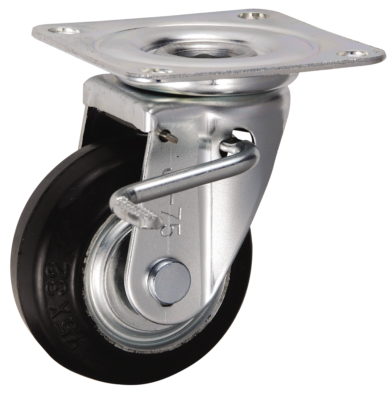 Bánh Xe Cao Su Xoay Có Phanh D75 UKAI SJB-75