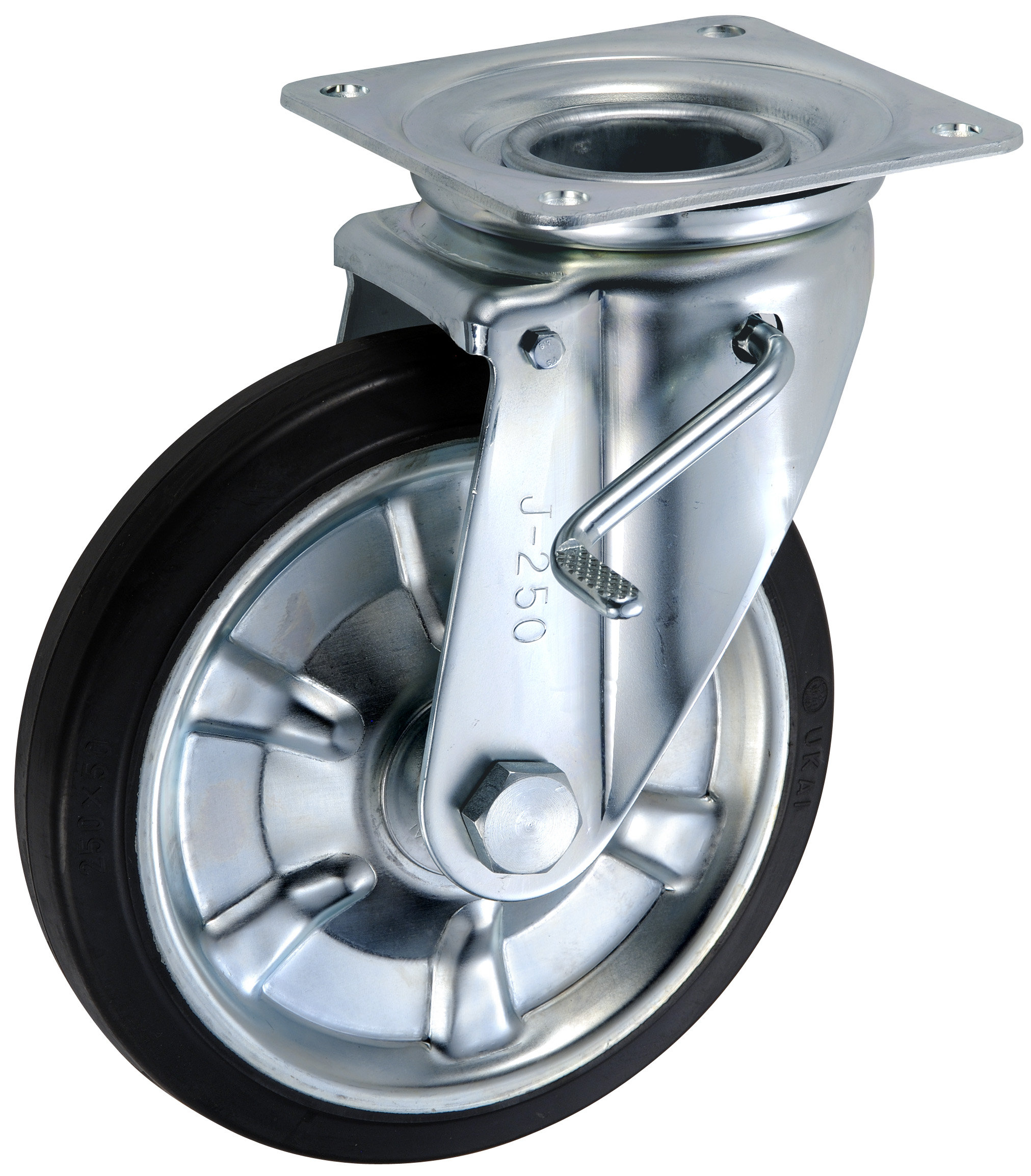 Bánh Xe Cao Su Xoay Có Phanh D250 UKAI SJB-250