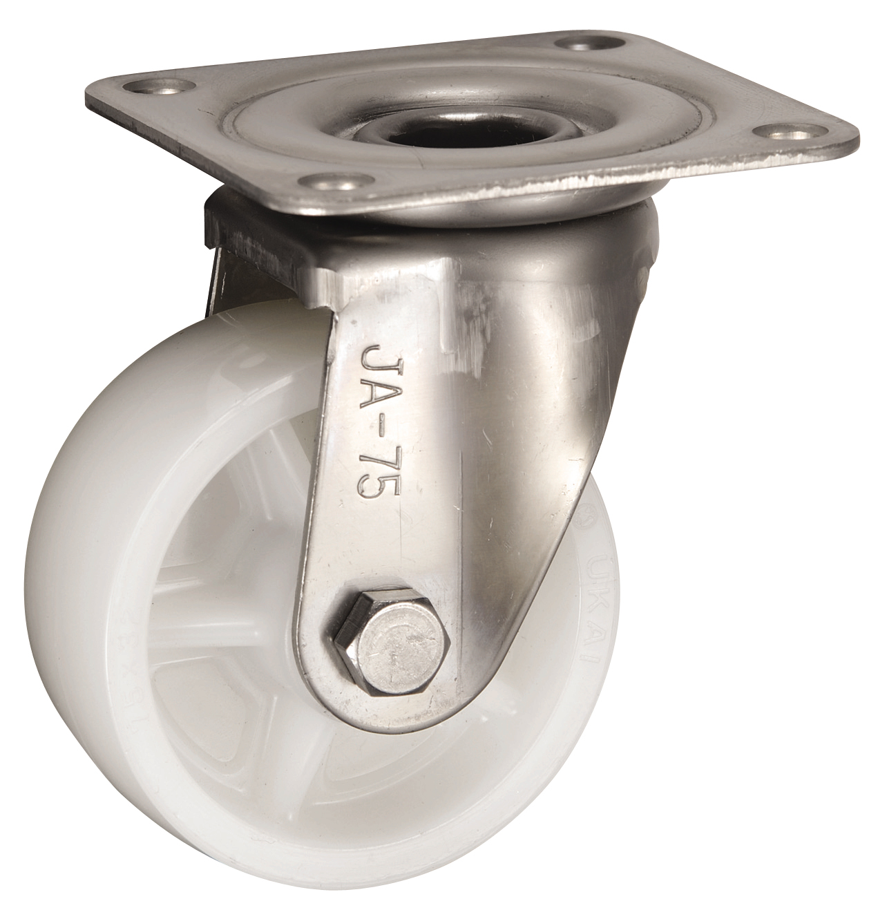 Bánh Xe Nylon Càng Inox Xoay Không Phanh D75 UKAI PBDJA-75