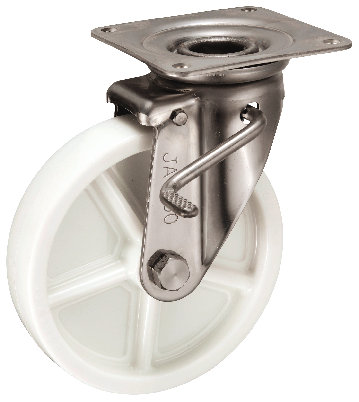 Bánh Xe Nylon Càng Inox Xoay Có Phanh D200 UKAI PBJAB-200