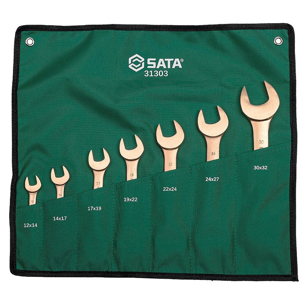 Bộ Cờ Lê 2 Đầu Mở Chống Cháy Nổ Bằng Đồng 303mm 7 Chi Tiết Sata 31303