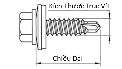 Vít Tôn Đầu Lục Giác Inox 410 M4.8x25_drawing