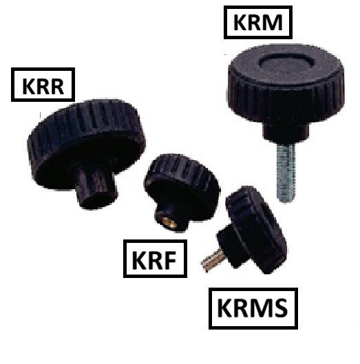 Núm Vặn Tròn Nhựa Đen Ren Ngoài OD25 M4x10 NBK Dòng KRM