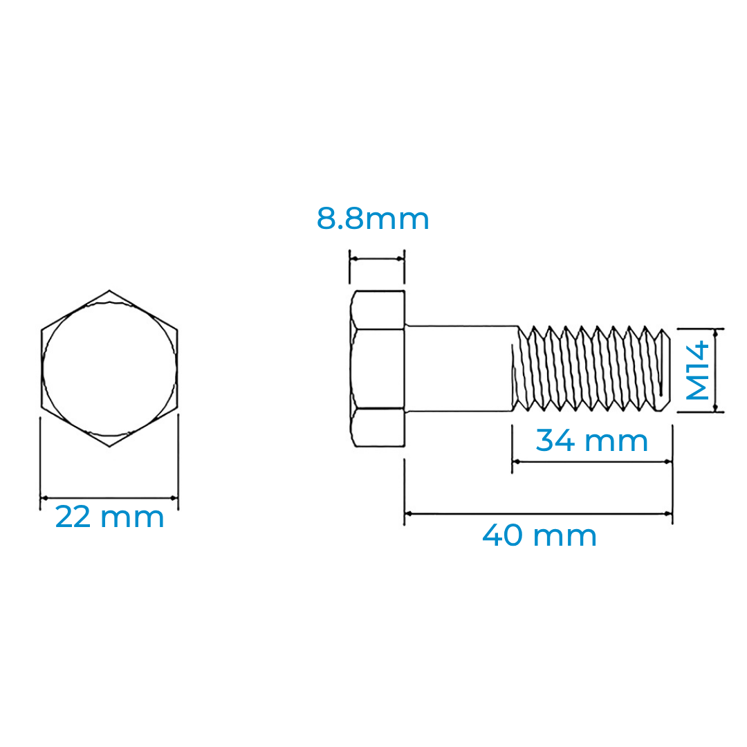 Alternative view of Bulong Thép Đen 8.8 DIN960 M14x1.5x40 Ren Nhuyễn Lửng