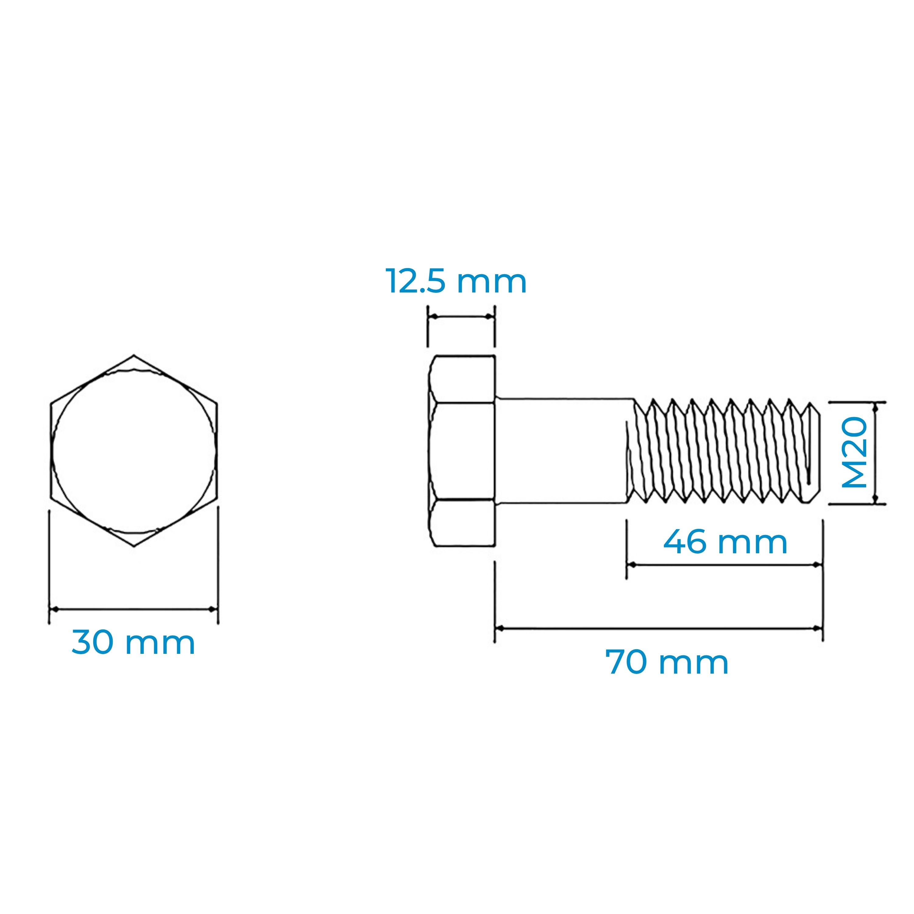 Alternative view of Bulong Thép Đen 8.8 DIN931 M20x70 Ren Lửng