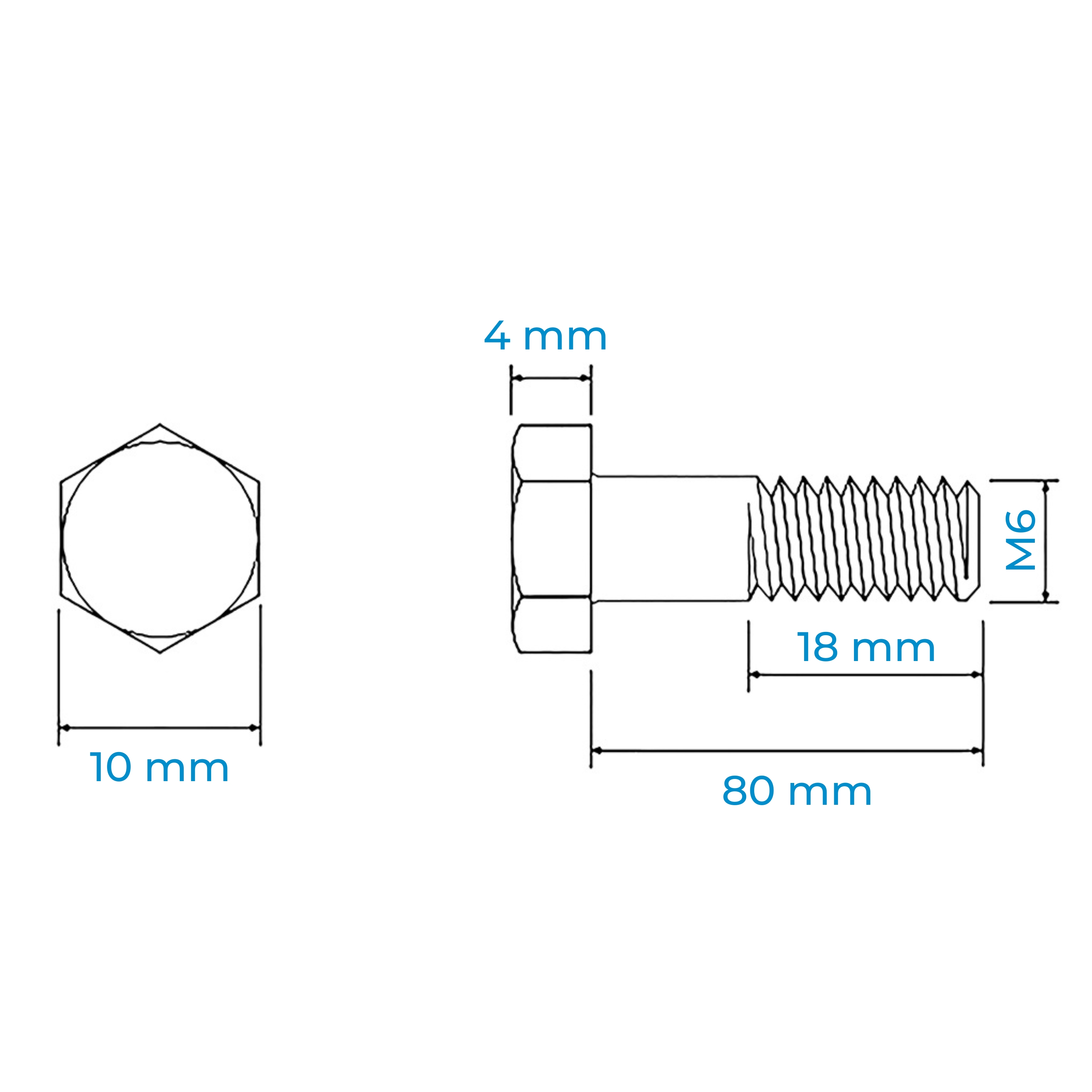 Alternative view of Bulong Thép Đen 8.8 DIN931 M6x80 Ren Lửng