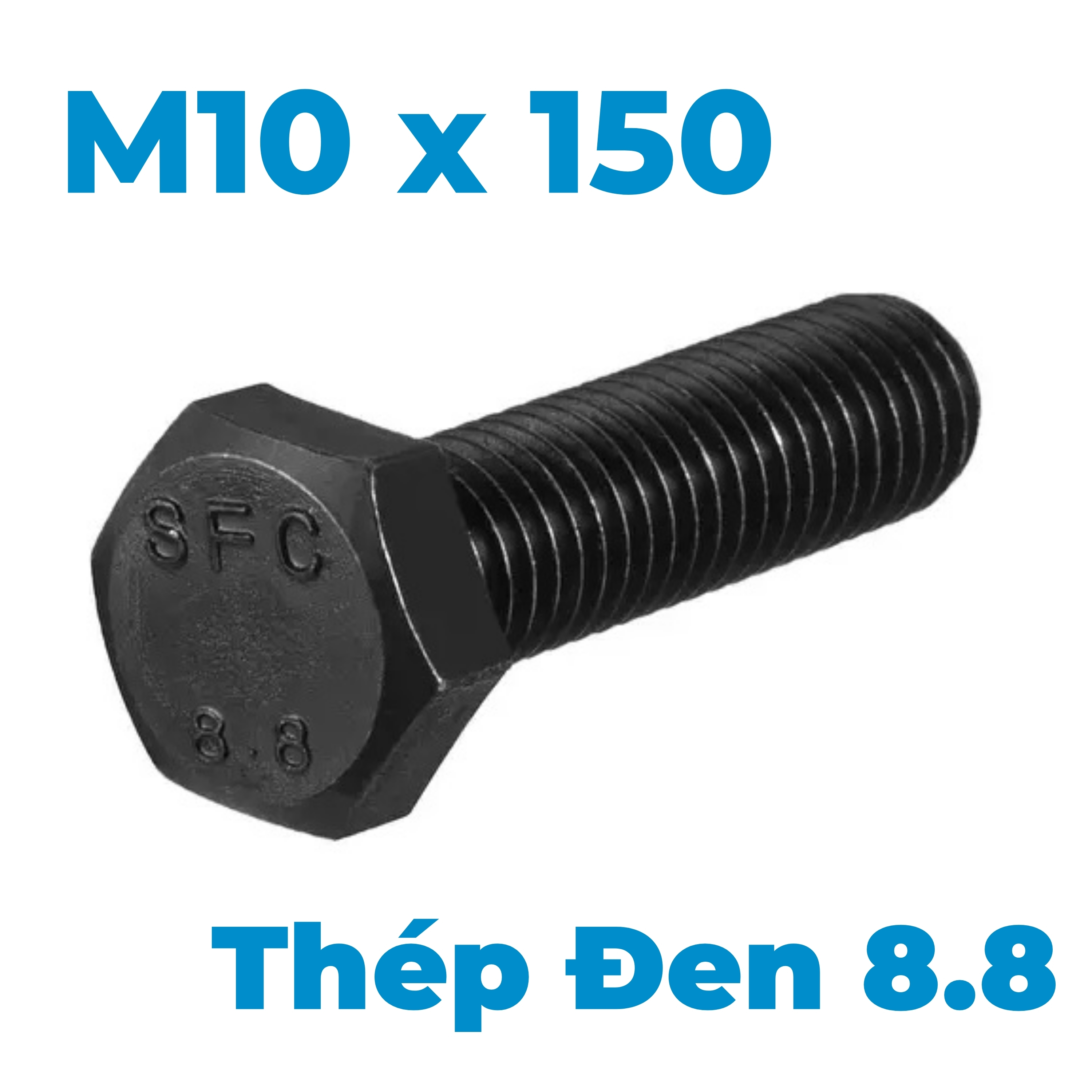 Bulong Thép Đen 8.8 DIN933 M10x150