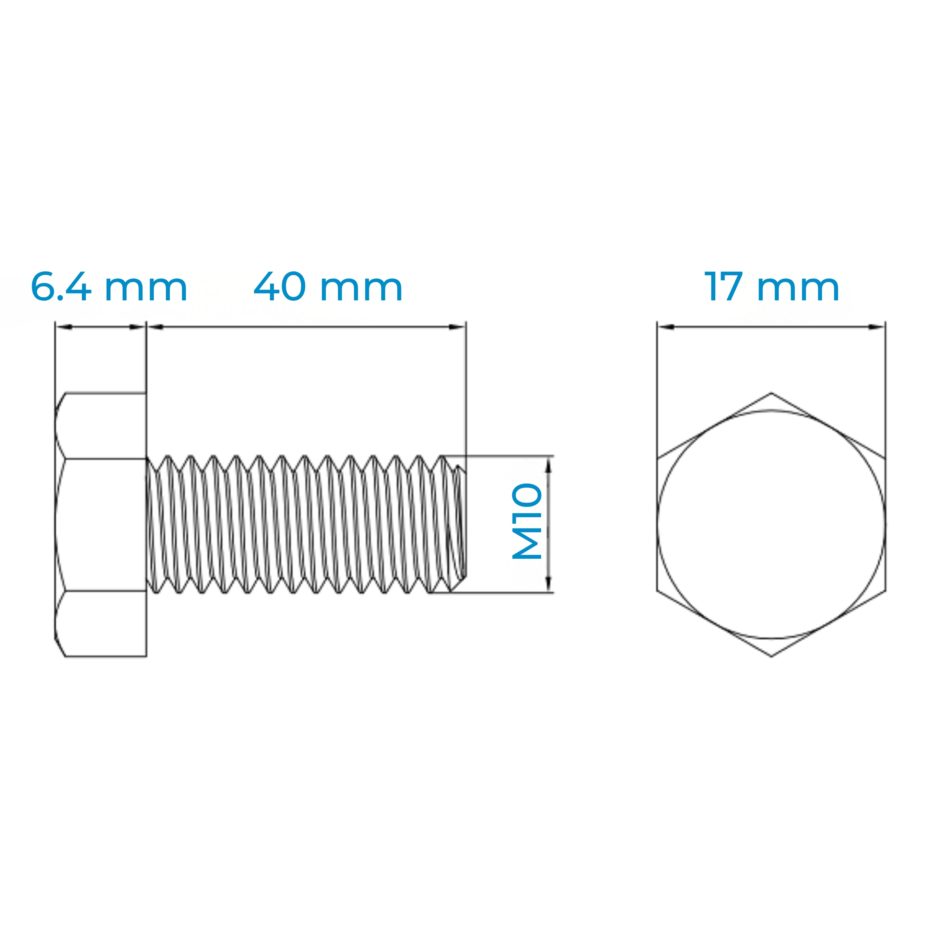 Alternative view of Bulong Thép Đen 8.8 DIN933 M10x40