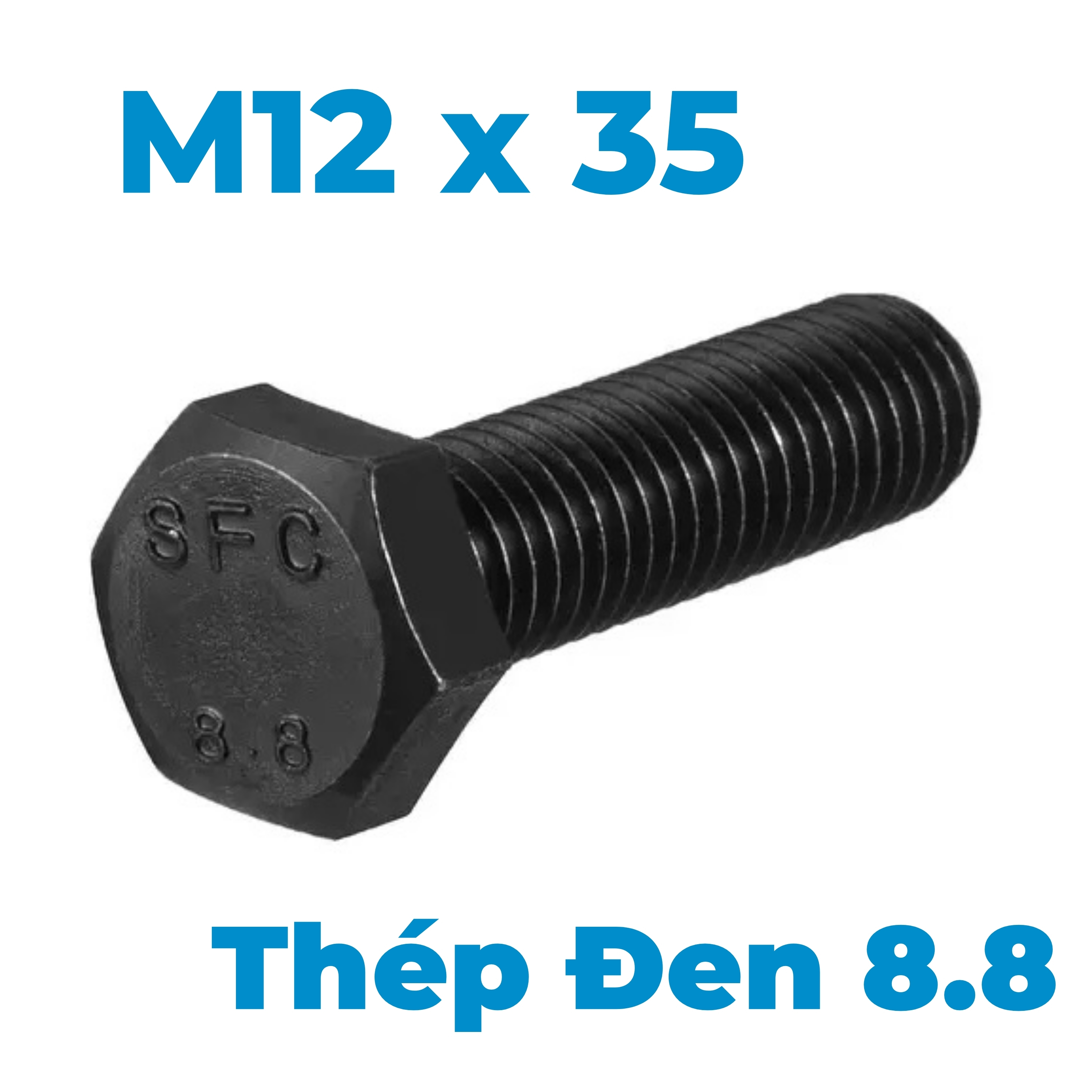 Bulong Thép Đen 8.8 DIN933 M12x35