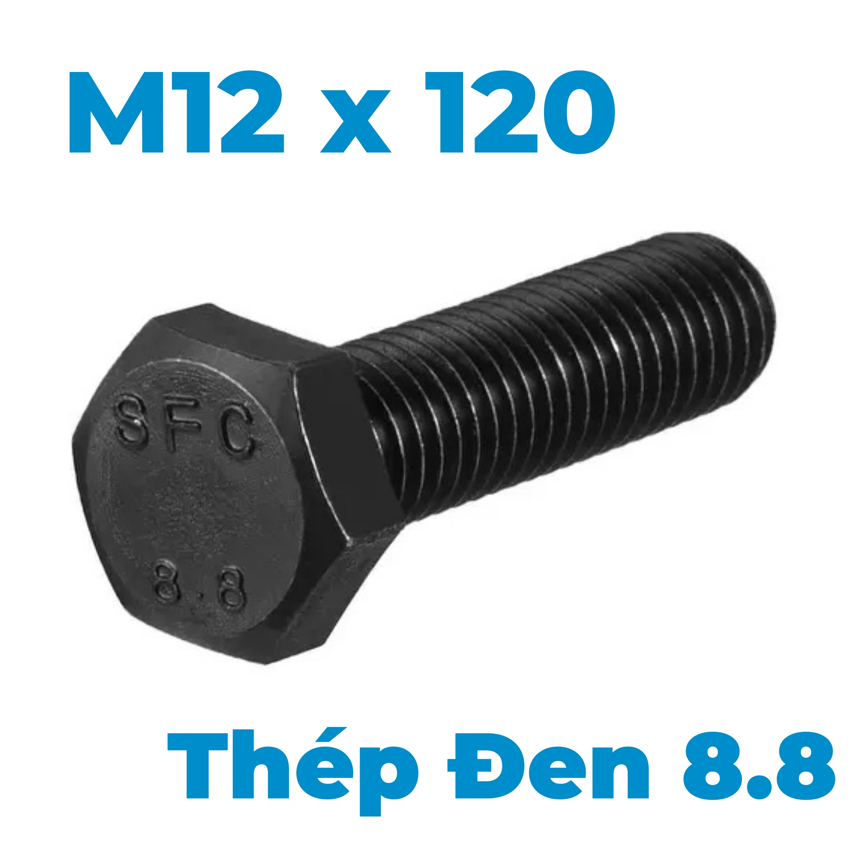 Bulong Thép Đen 8.8 DIN933 M12x120