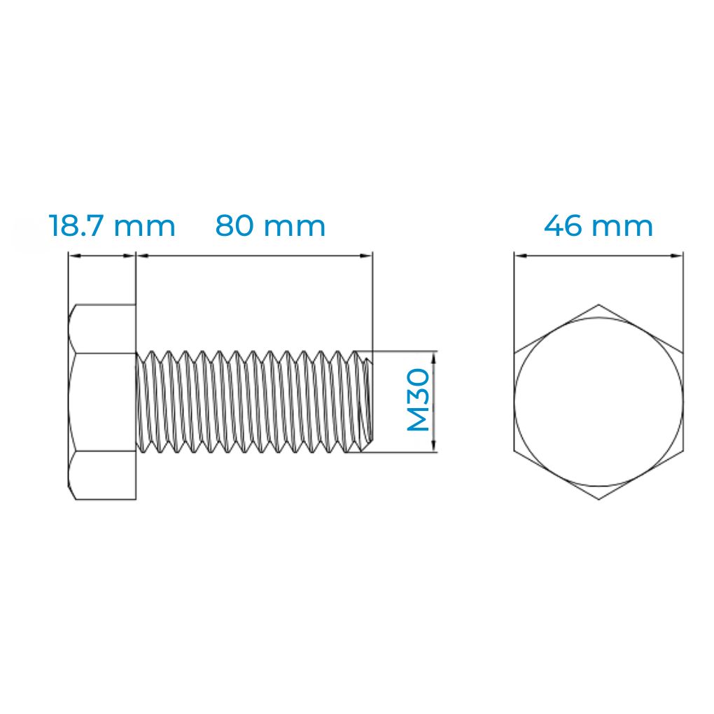Alternative view of Bulong Thép Đen 8.8 DIN933 M30x80