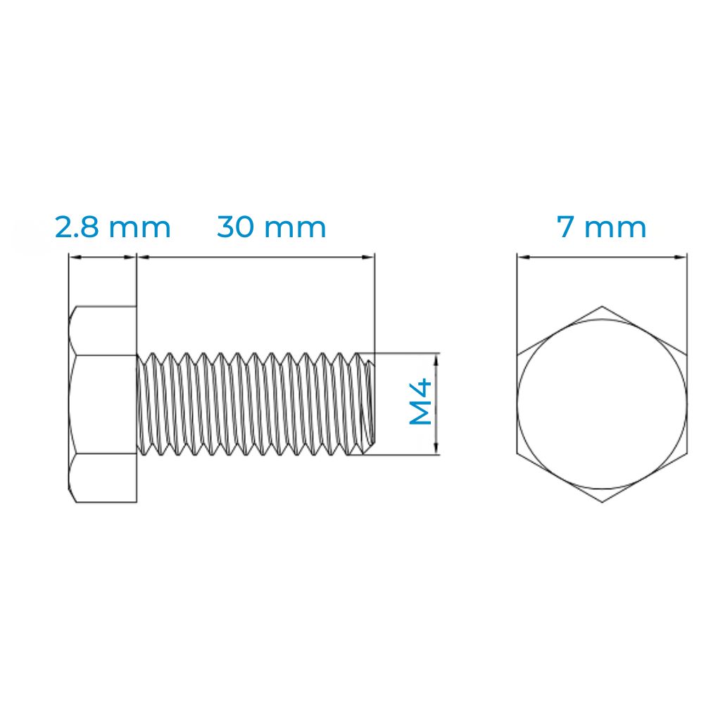 Alternative view of Bulong Thép Đen 8.8 DIN933 M4x30