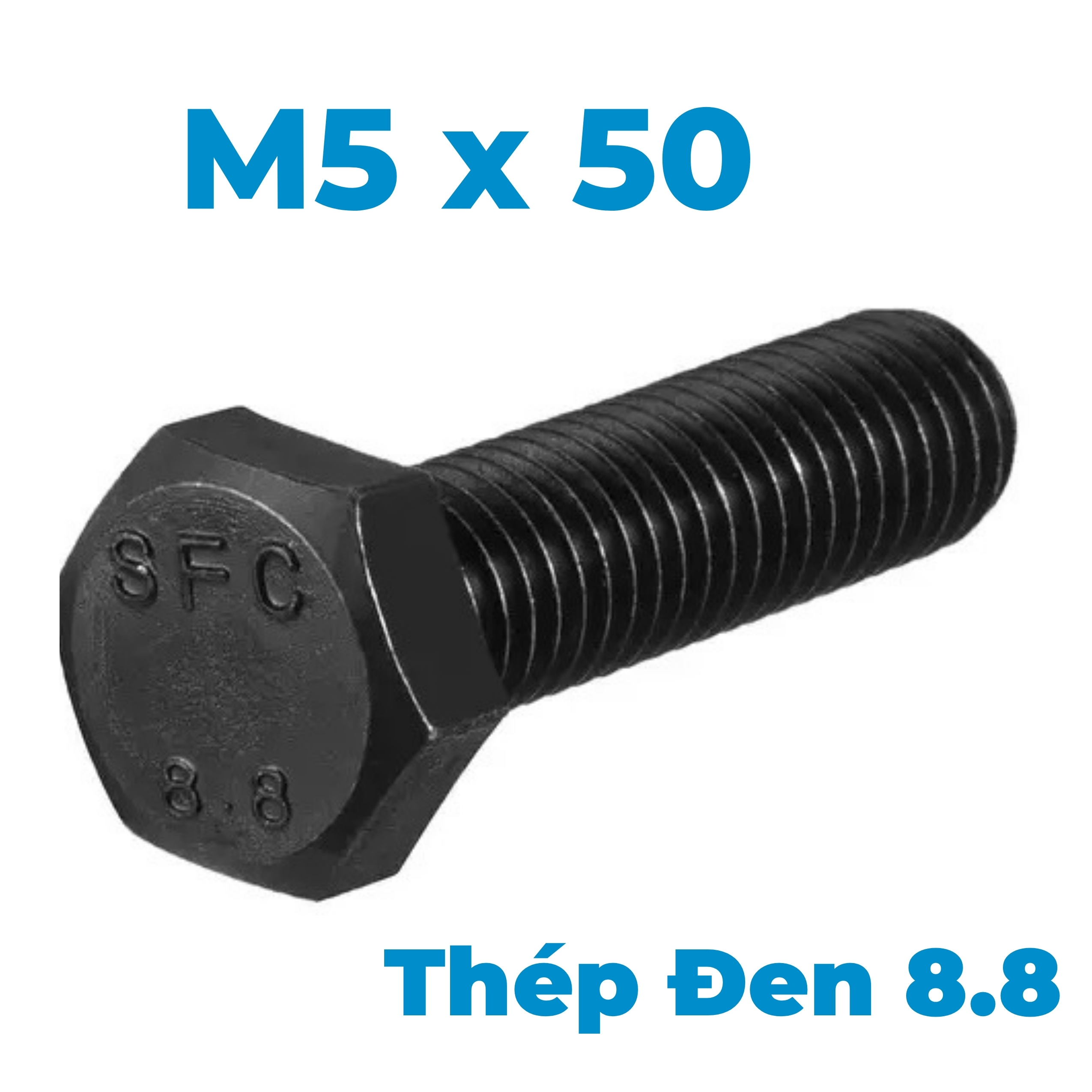 Bulong Thép Đen 8.8 DIN933 M5x50