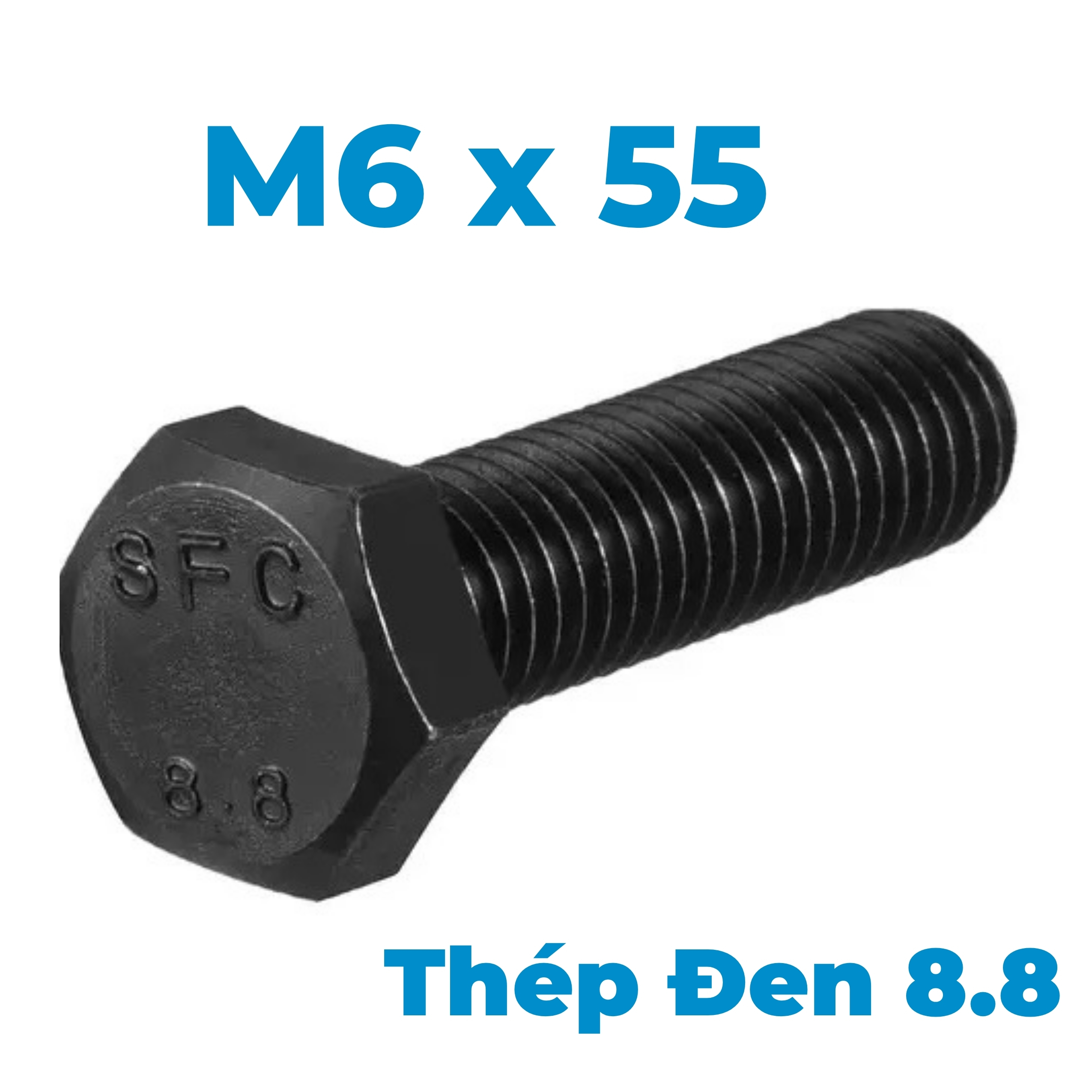 Bulong Thép Đen 8.8 DIN933 M6x55
