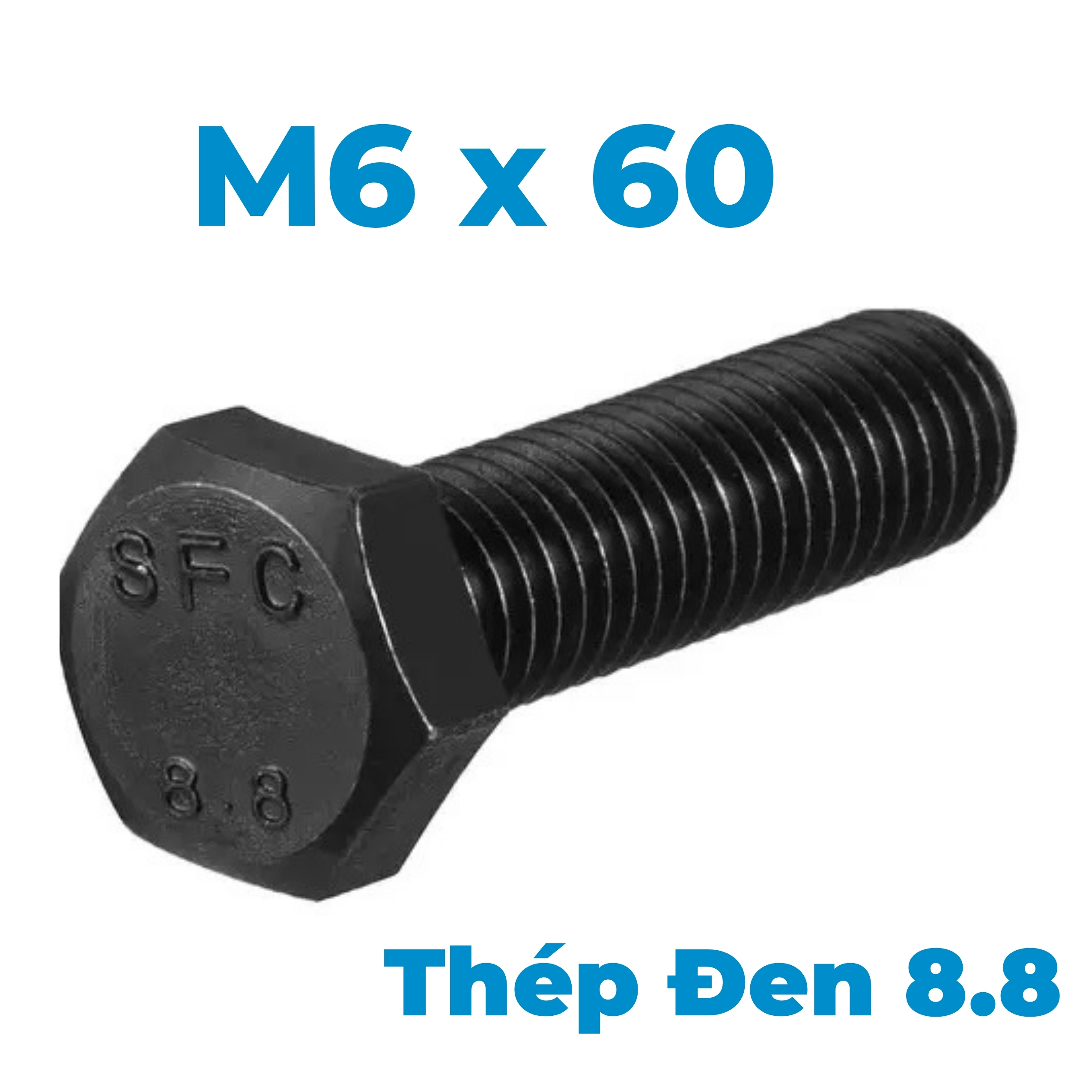 Bulong Thép Đen 8.8 DIN933 M6x60