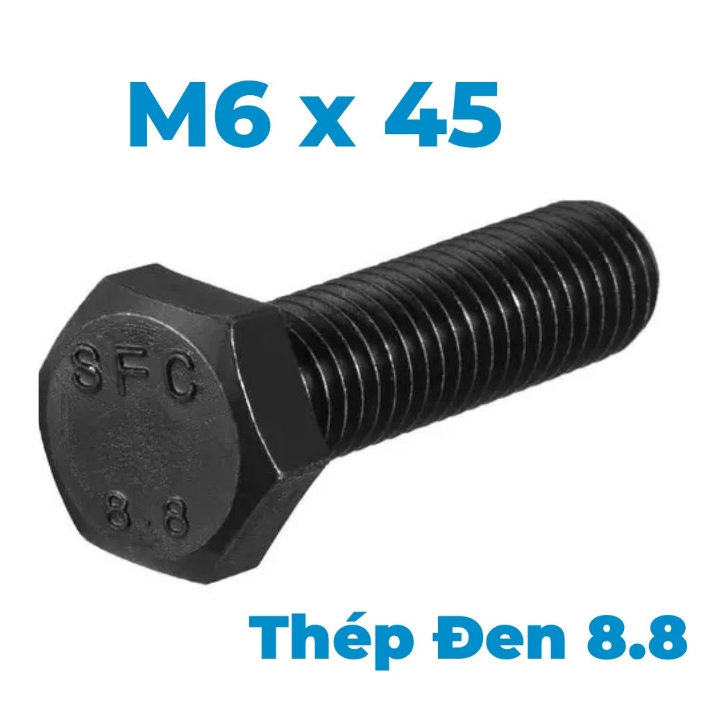 Bulong Thép Đen 8.8 DIN933 M6x45