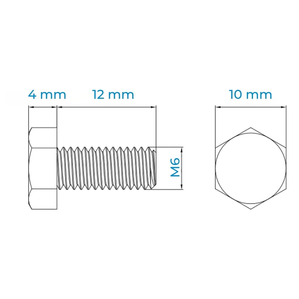 Alternative view of Bulong Thép Đen 8.8 DIN933 M6x12