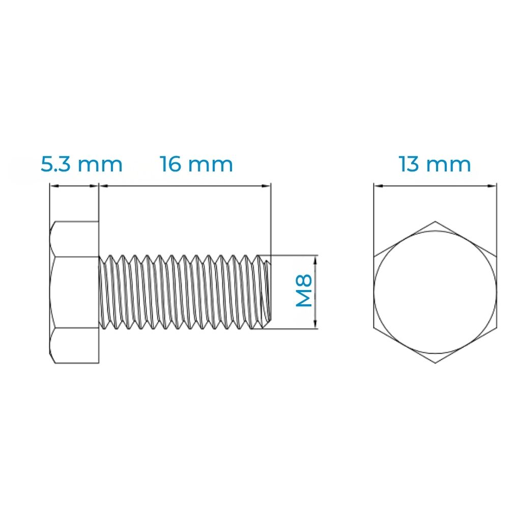 Alternative view of Bulong Thép Đen 8.8 DIN933 M8x16