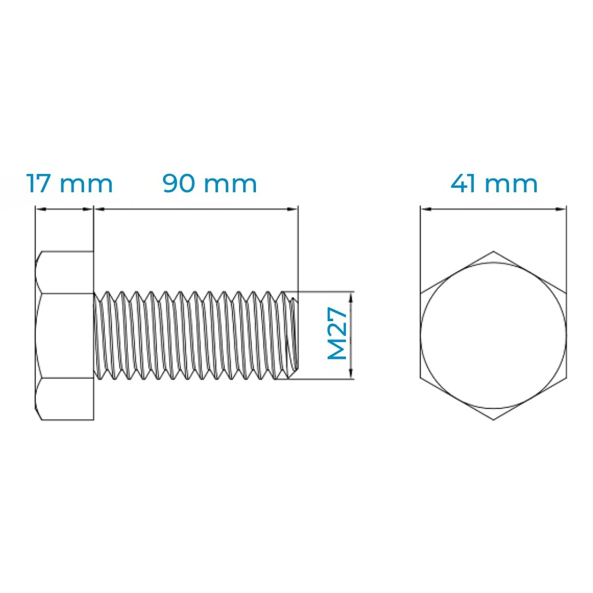 Alternative view of Bulong Thép Đen 8.8 DIN933 M27x90