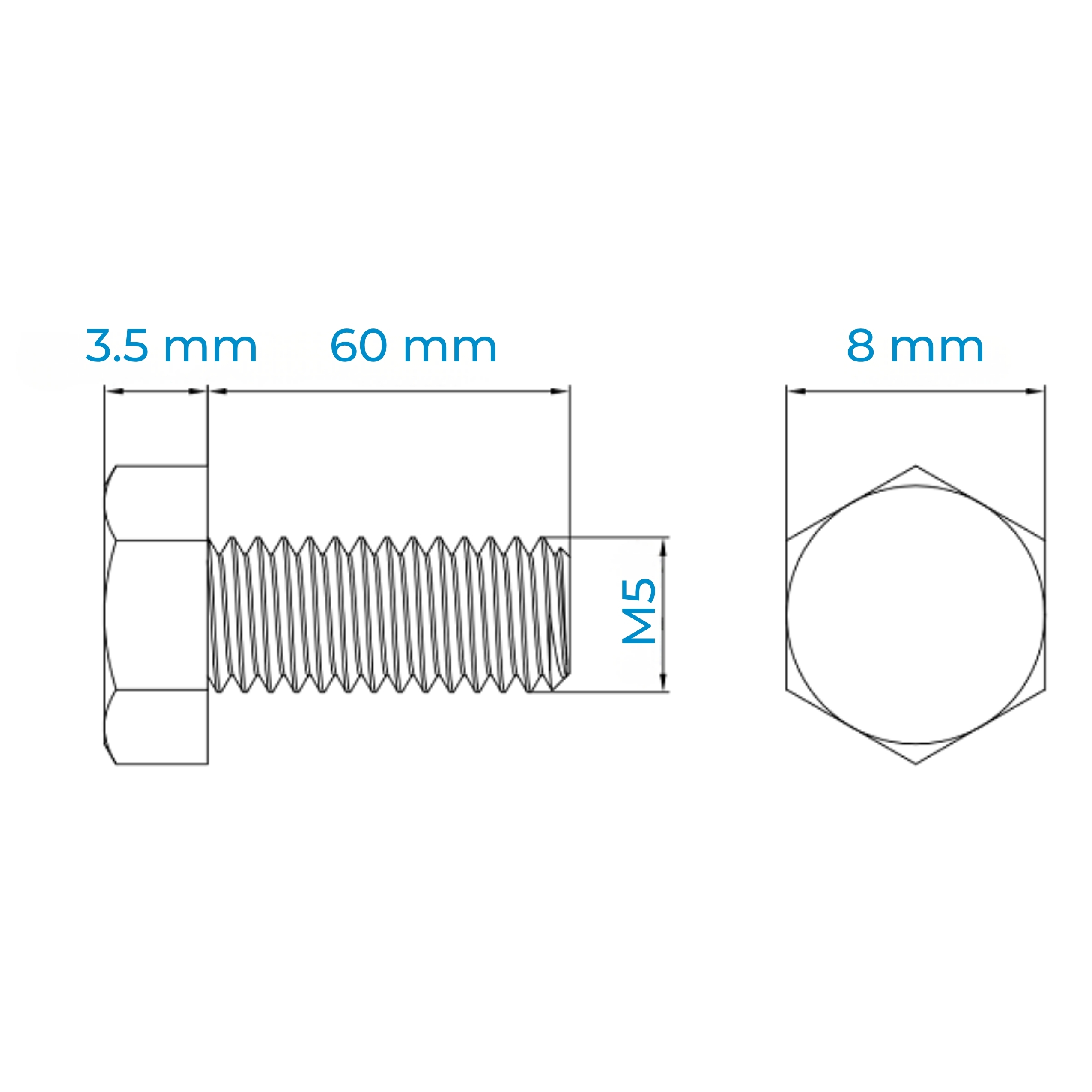 Alternative view of Bulong Thép Đen 8.8 DIN933 M5x60