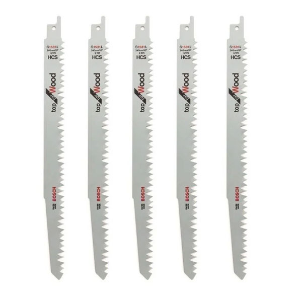 Lưỡi Cưa Kiếm Cắt Gỗ 5TPI Bosch S1531L - 2608650676 (Bộ 5 Lưỡi)