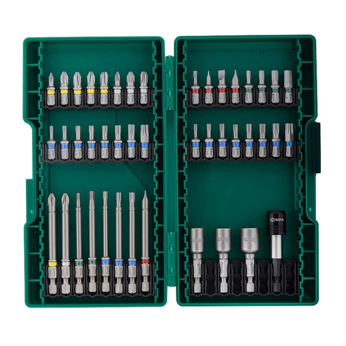 Bộ 44 Phụ Kiện Mũi Vít Và Khoan Sắt Cho Máy Bắn Vít Cốt 6.35mm Sata 09337