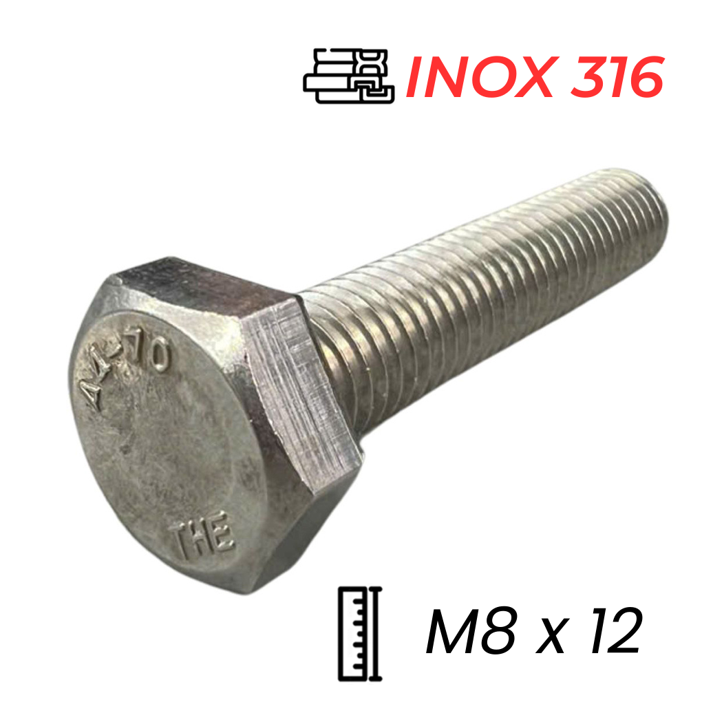 Bulong Inox 316 M8x12 DIN933 | Bền Bỉ, Chống Gỉ Sét Cao Cấp