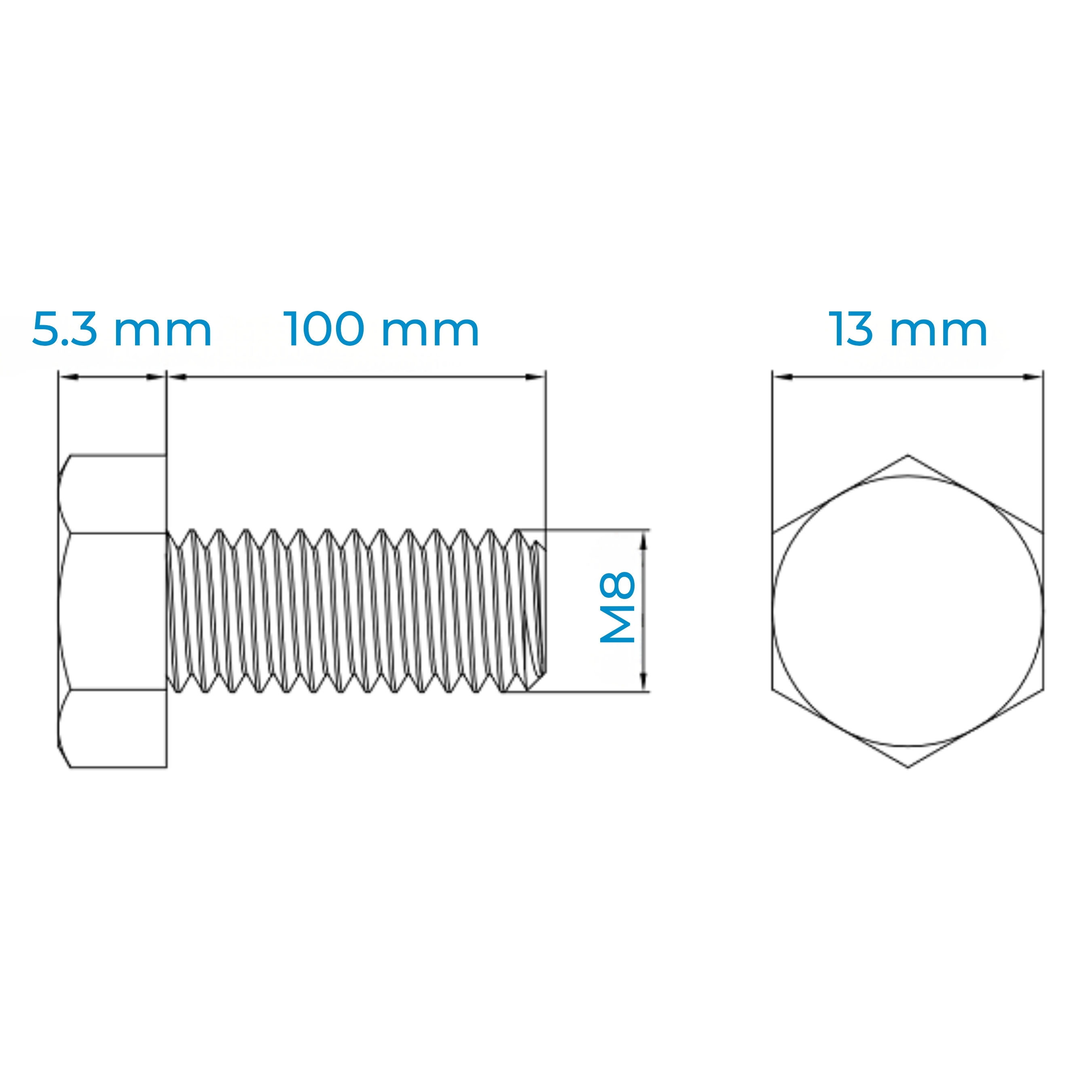 Alternative view of Bu Lông Inox 316 M8x100 DIN933 | Inox 316 Chuẩn, Giá Cạnh Tranh