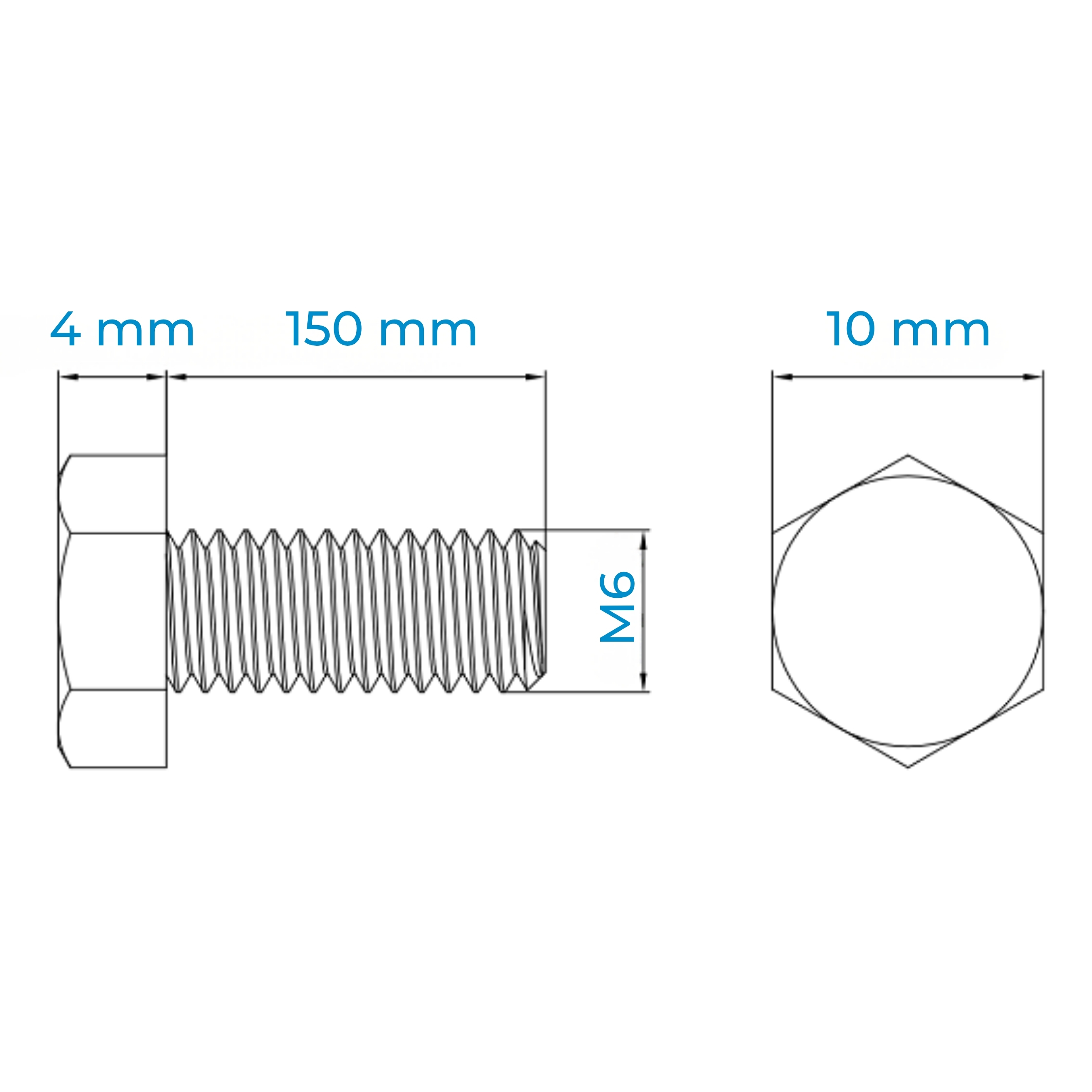 Alternative view of Bulong Inox 316 M6x150 DIN933 | Chống Ăn Mòn Cao, Chất Lượng
