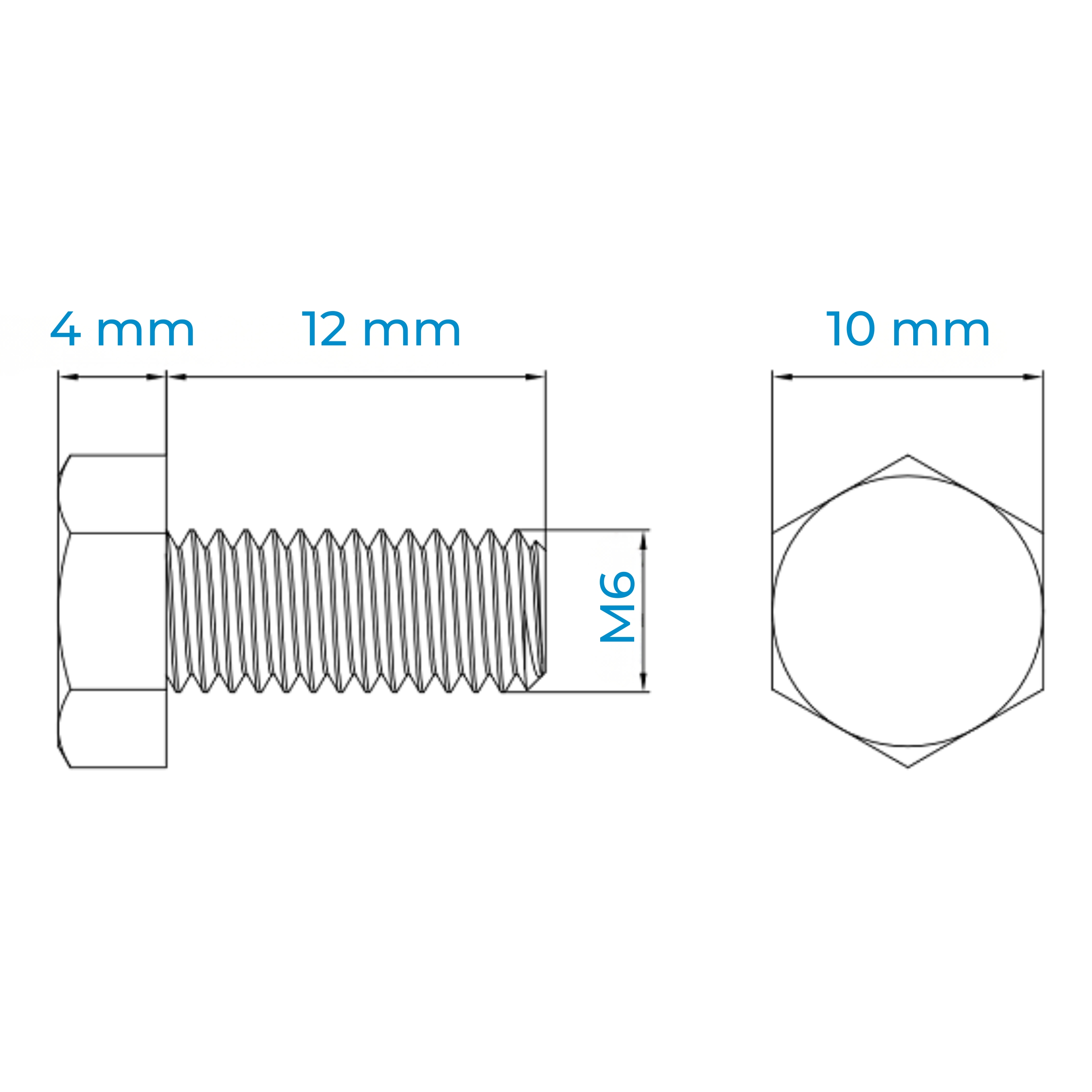Alternative view of Bu Lông Inox 316 M6x12 DIN933 | Bền Bỉ Trong Môi Trường Khắc Nghiệt