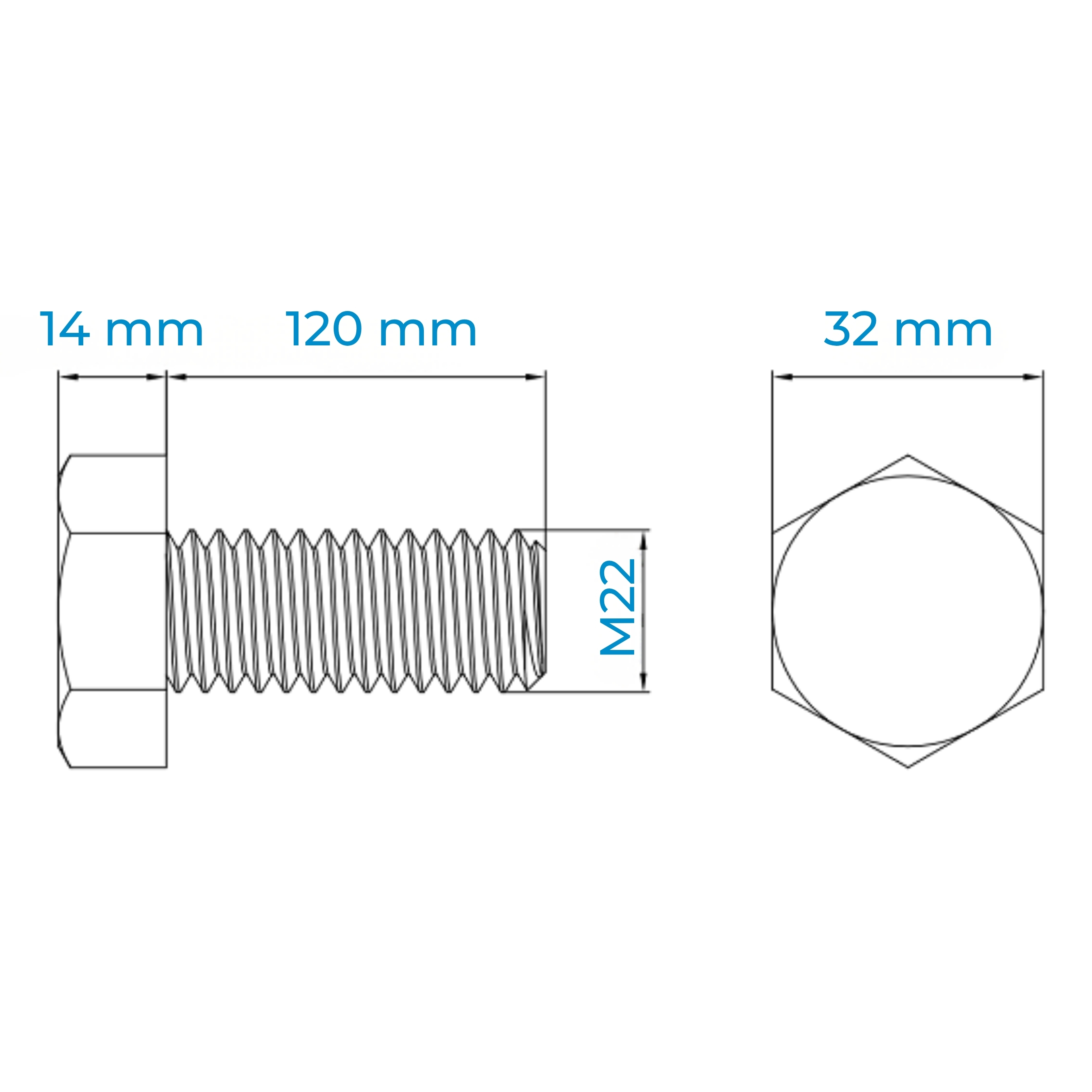 Alternative view of Bu Lông Inox 316 M22x120 DIN933 | Chống Ăn Mòn Vượt Trội, Giá Tốt