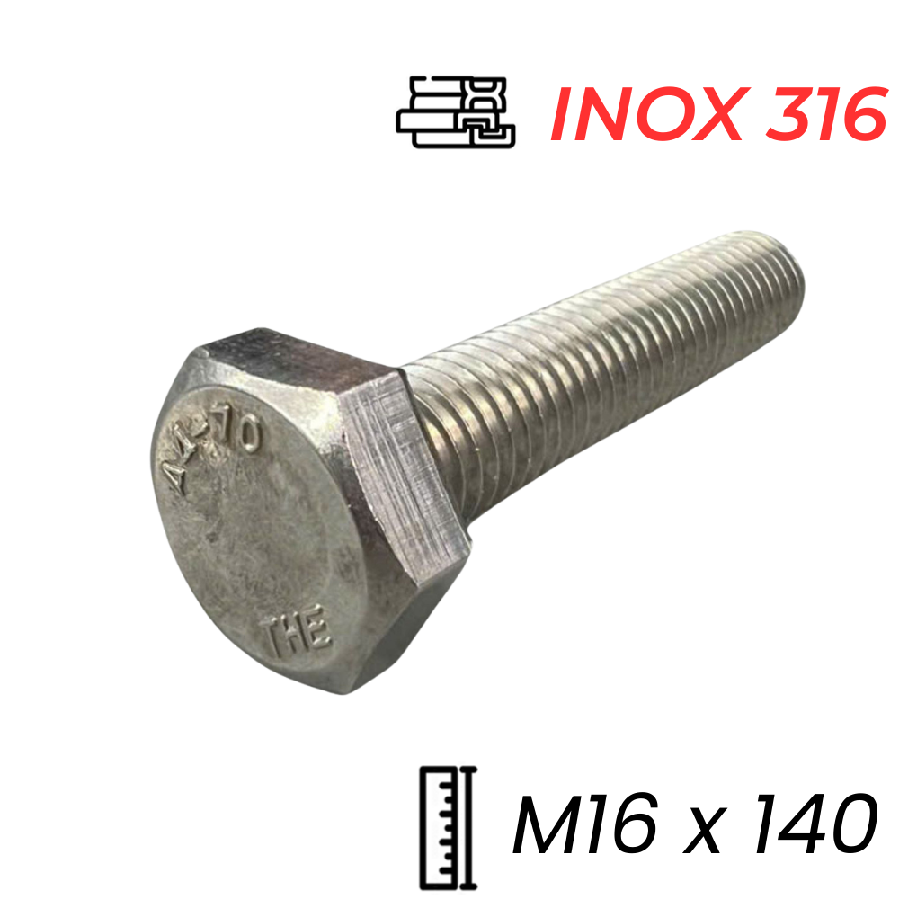 Bulong Inox 316 M16x140 DIN933 | Chịu Hóa Chất, Bền Chắc