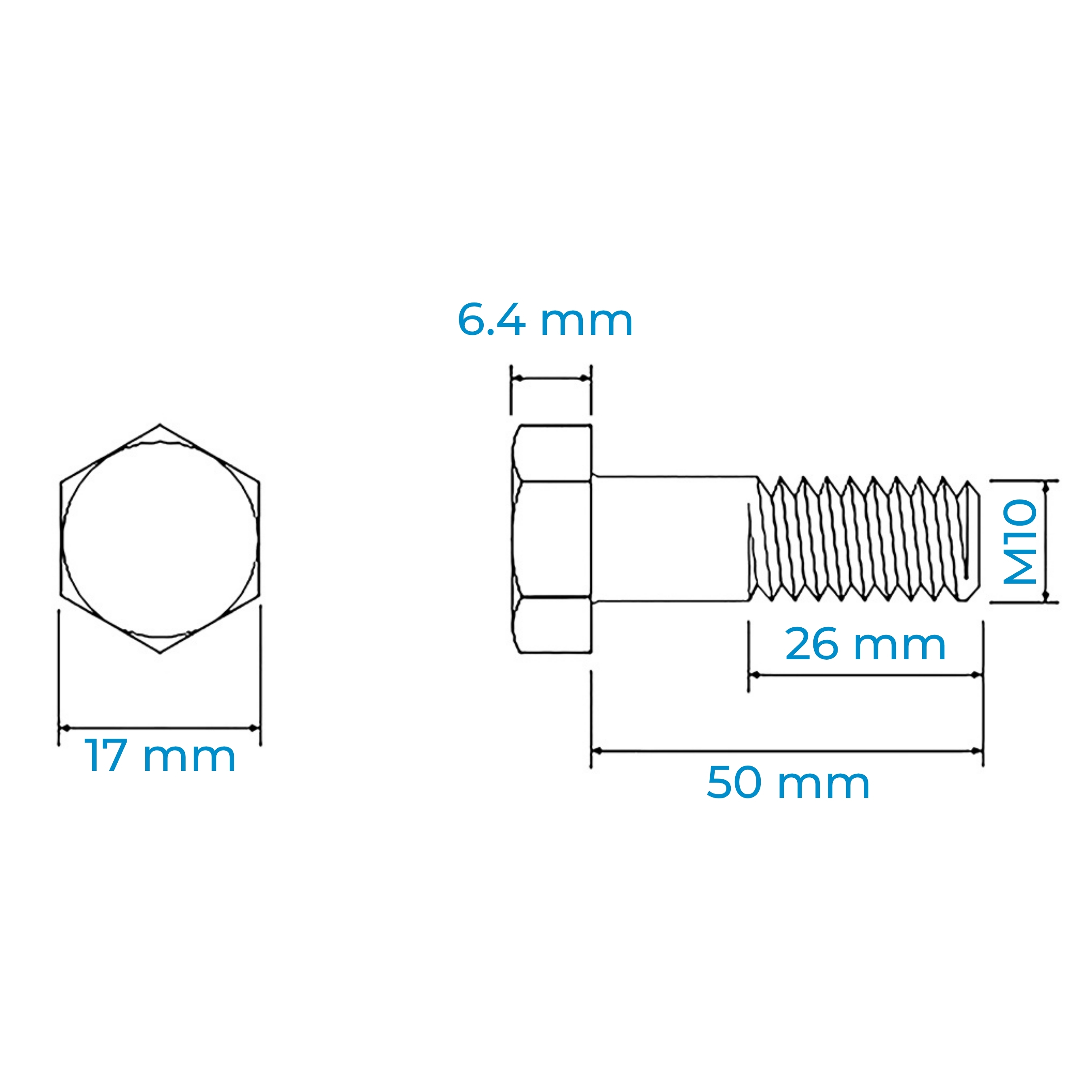 Alternative view of Bulong Inox 316 M10x50 DIN931 Ren Lửng | Bền Bỉ Môi Trường Biển