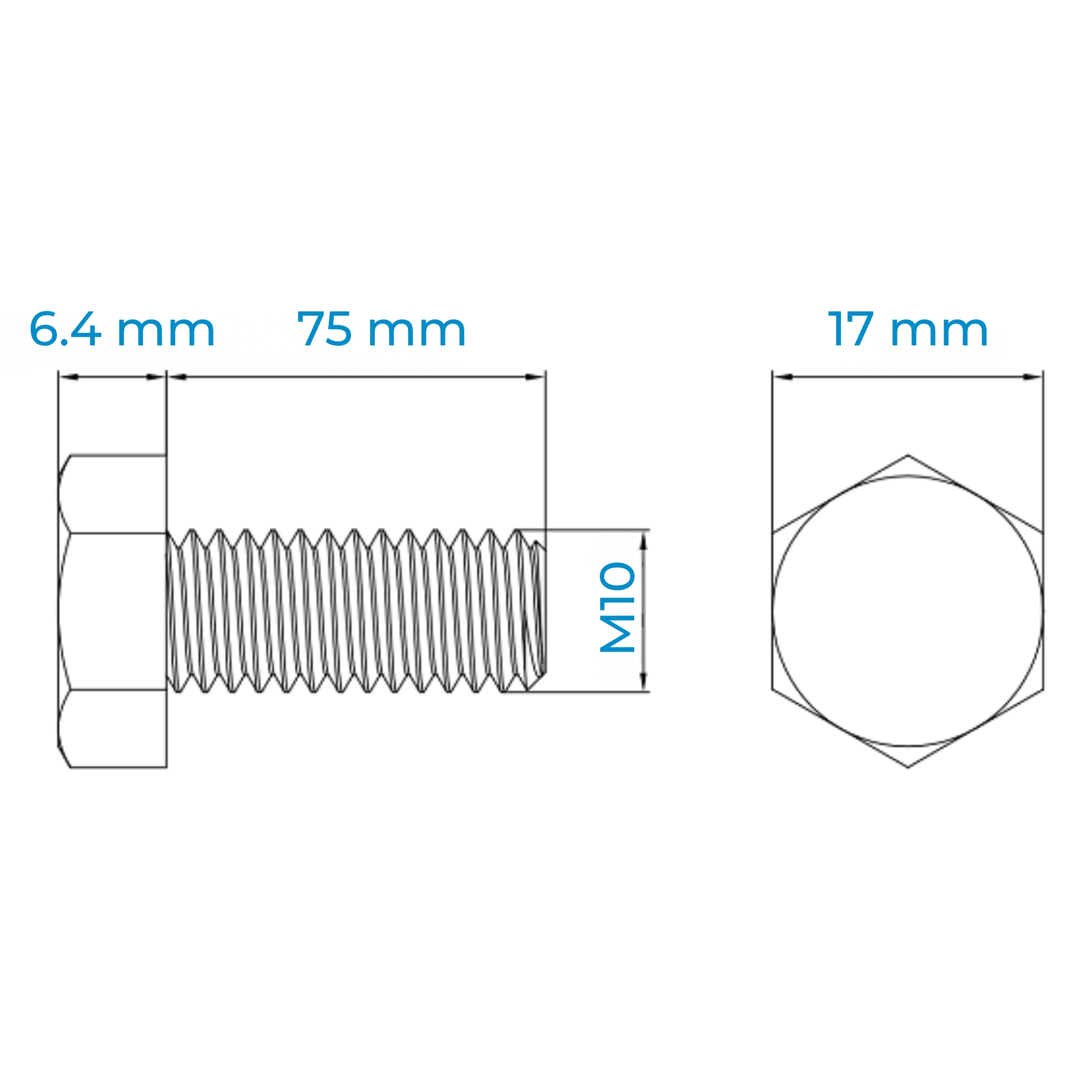 Alternative view of Bu Lông Inox 316 M10x75 DIN933 | Chống Ăn Mòn Biển Hiệu Quả