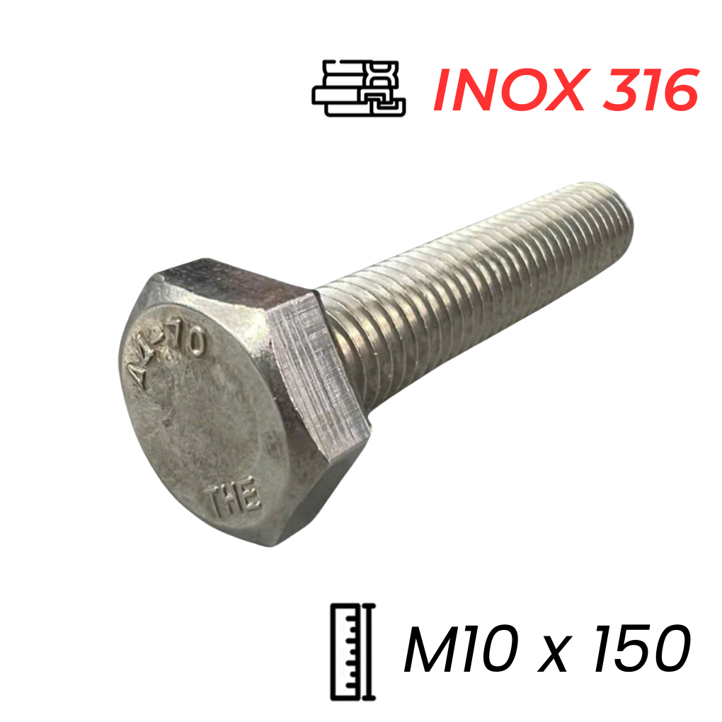 Bulong Inox 316 M10x150 DIN933 | Size Lớn, Chống Ăn Mòn Tốt