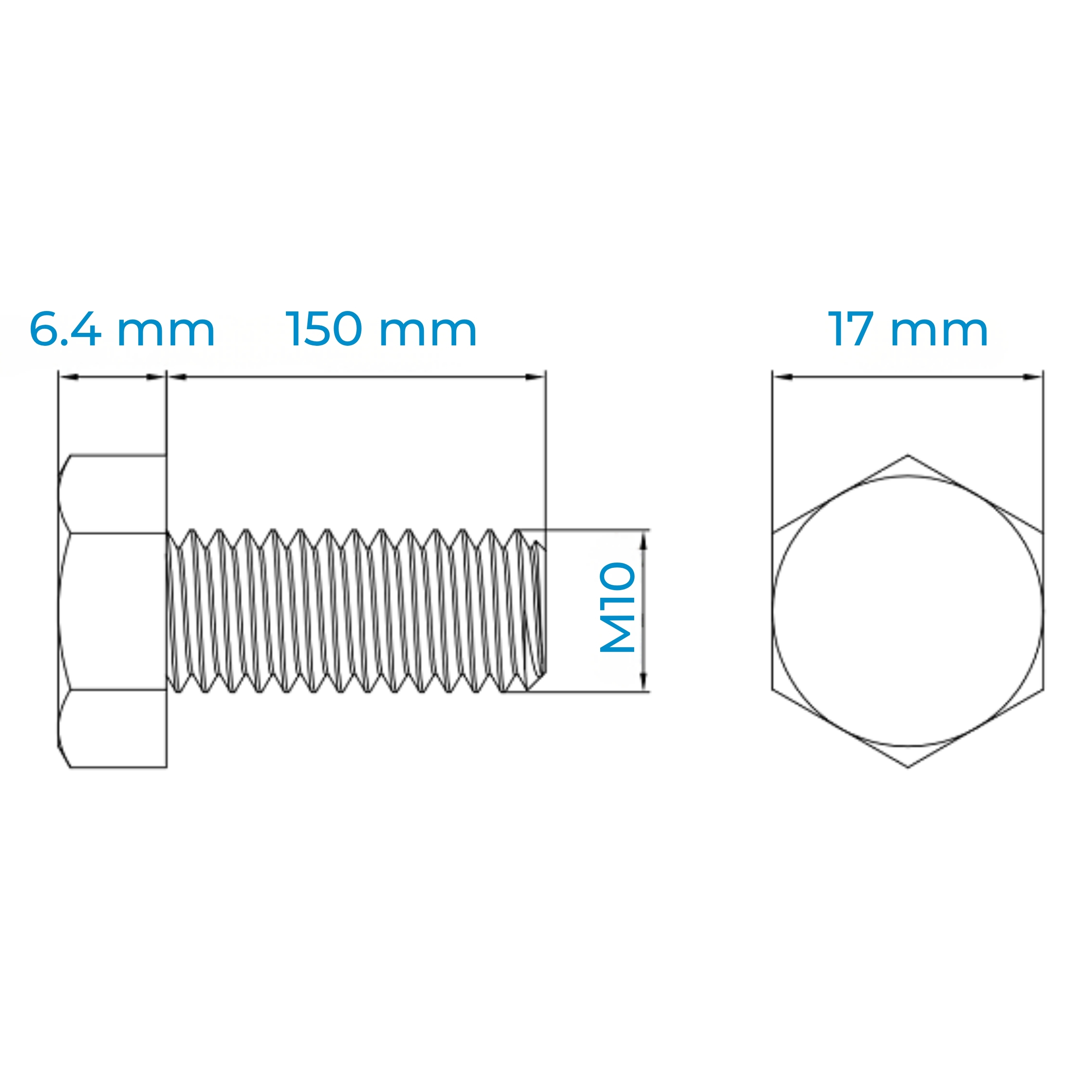 Alternative view of Bulong Inox 316 M10x150 DIN933 | Size Lớn, Chống Ăn Mòn Tốt