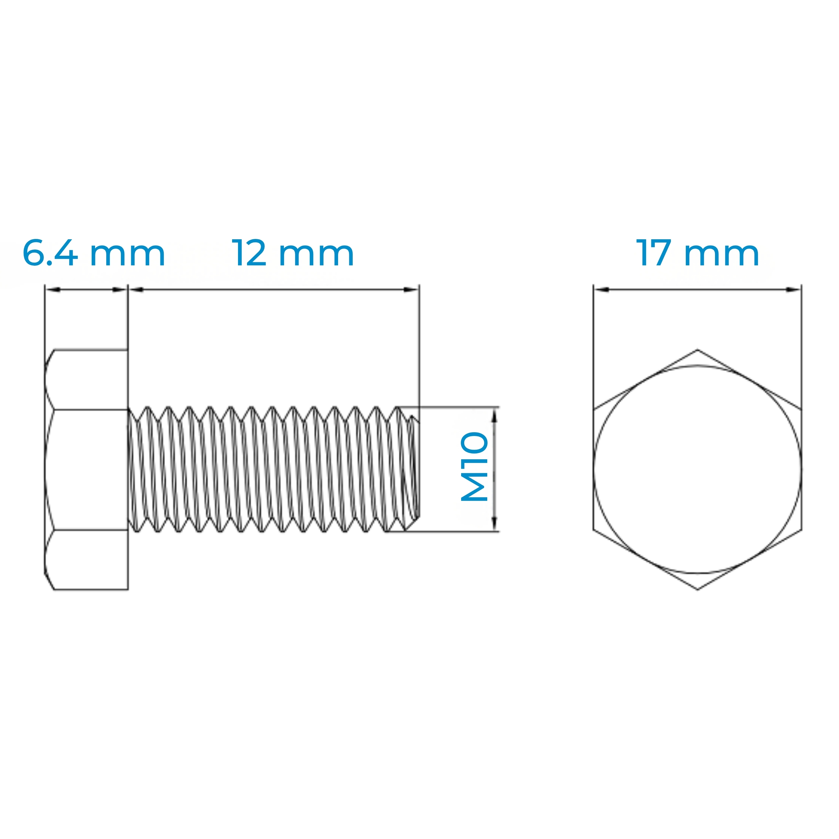 Alternative view of Bu Lông Inox 316 M10x12 DIN933 | Bền Chắc, Chống Gỉ Cao Cấp 316