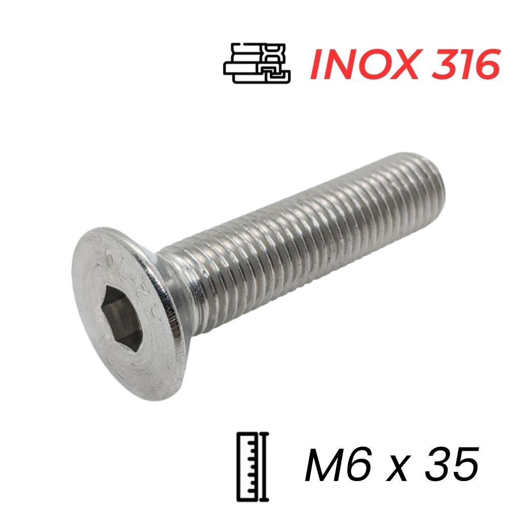 Lục Giác Chìm Col Inox 316 DIN7991 M6x35 (25Cái/Bịch)