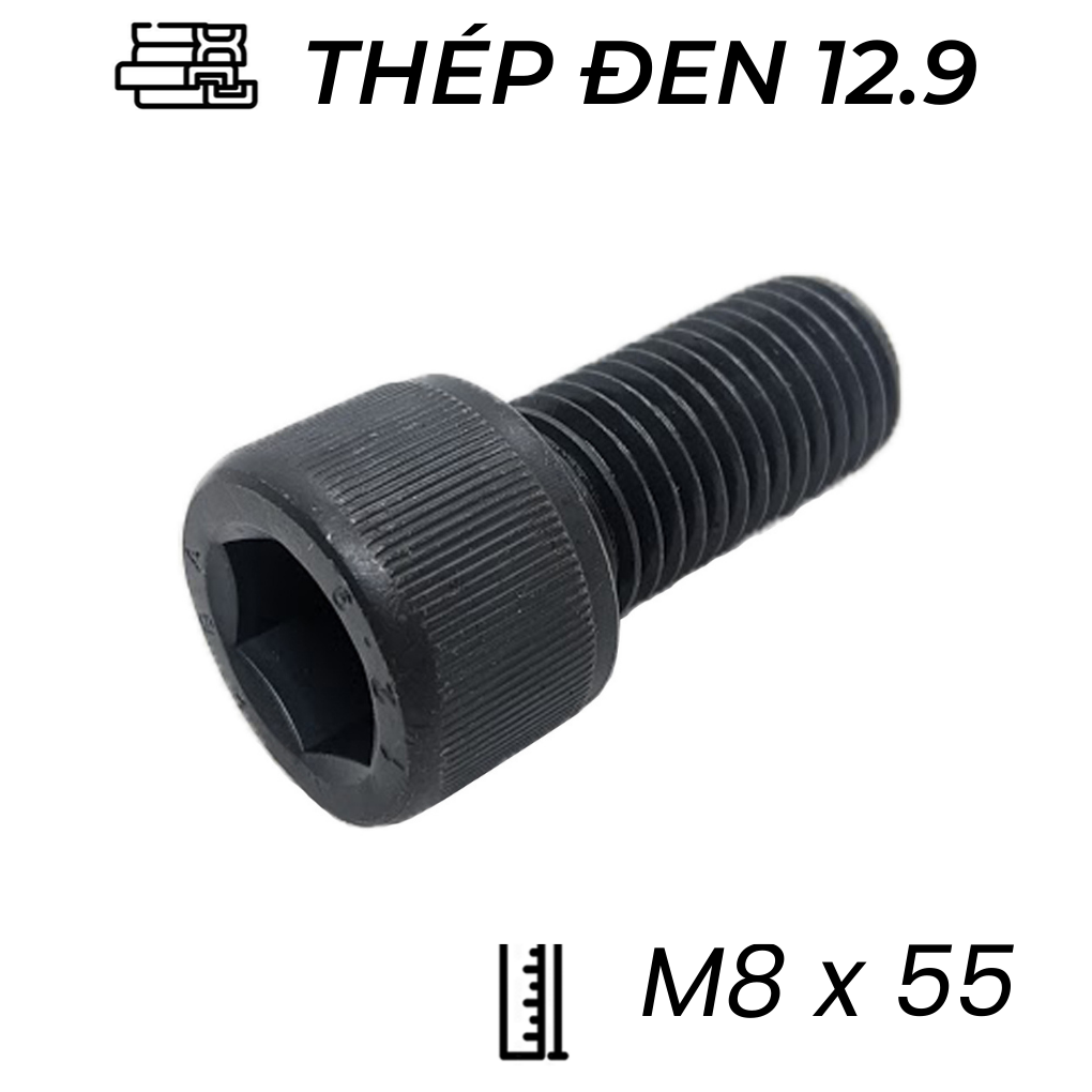 Lục Giác Chìm Đầu Trụ Thép Đen 12.9 DIN912 M8x55
