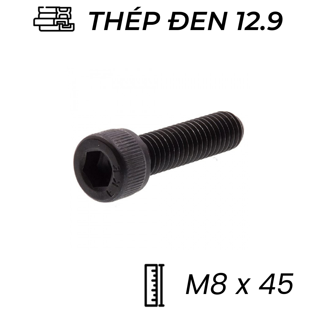Lục Giác Chìm Đầu Trụ Thép Đen 12.9 DIN912 M8x45