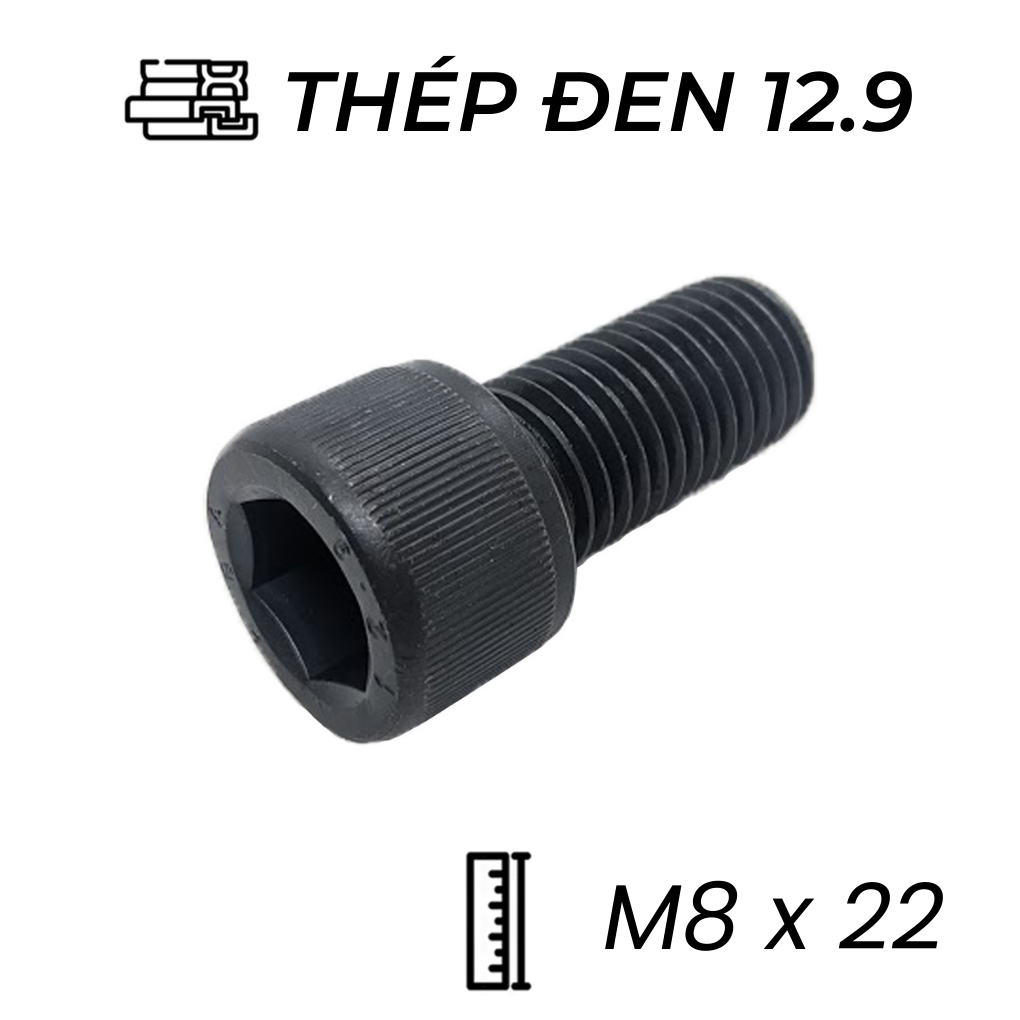 Lục Giác Chìm Đầu Trụ Thép Đen 12.9 DIN912 M8x22