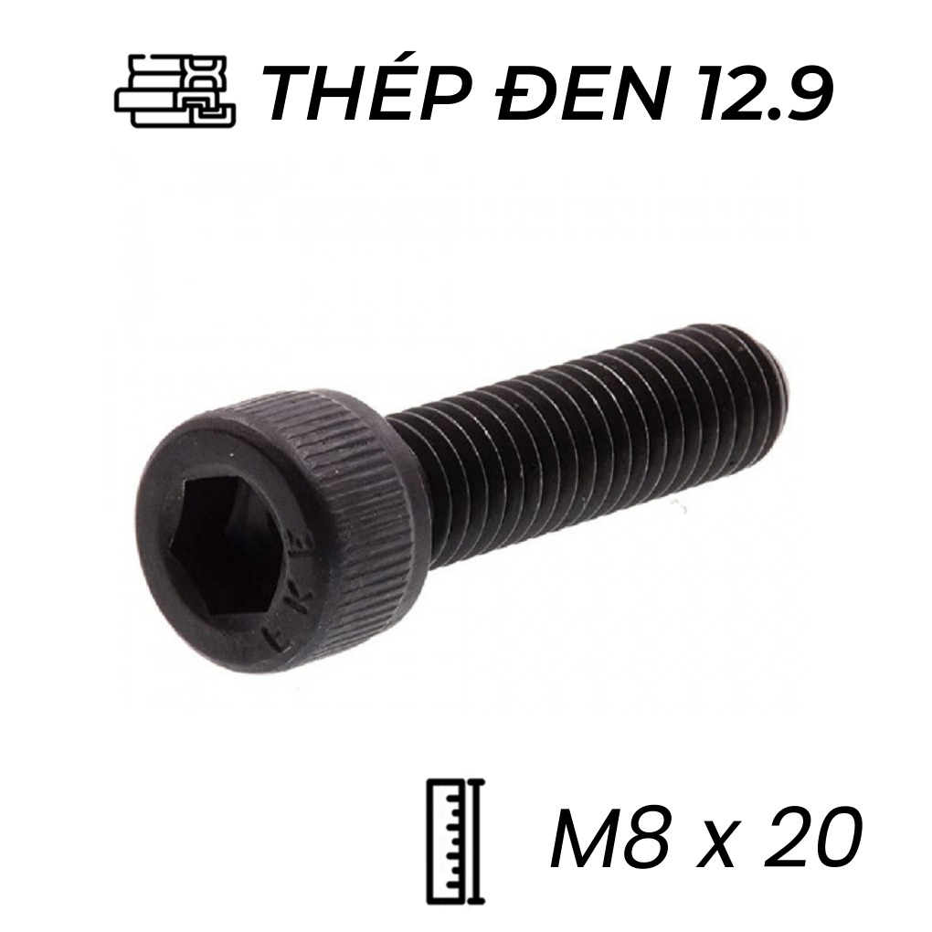 Lục Giác Chìm Đầu Trụ Thép Đen 12.9 DIN912 M8x20