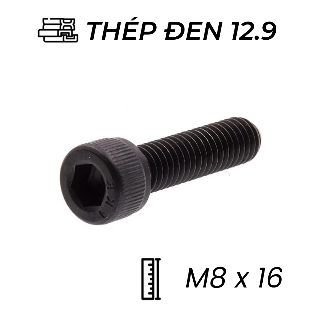 Lục Giác Chìm Đầu Trụ Thép Đen 12.9 DIN912 M8x16