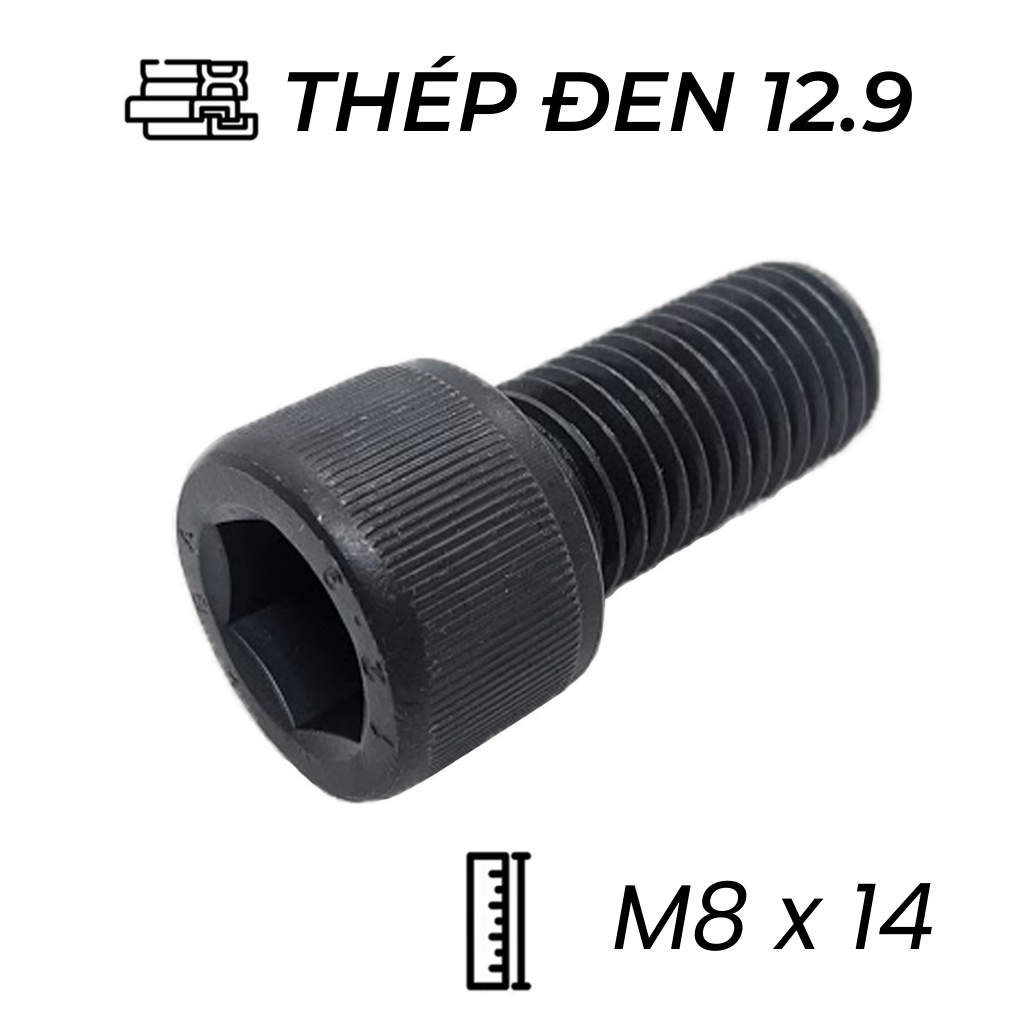 Lục Giác Chìm Đầu Trụ Thép Đen 12.9 DIN912 M8x14