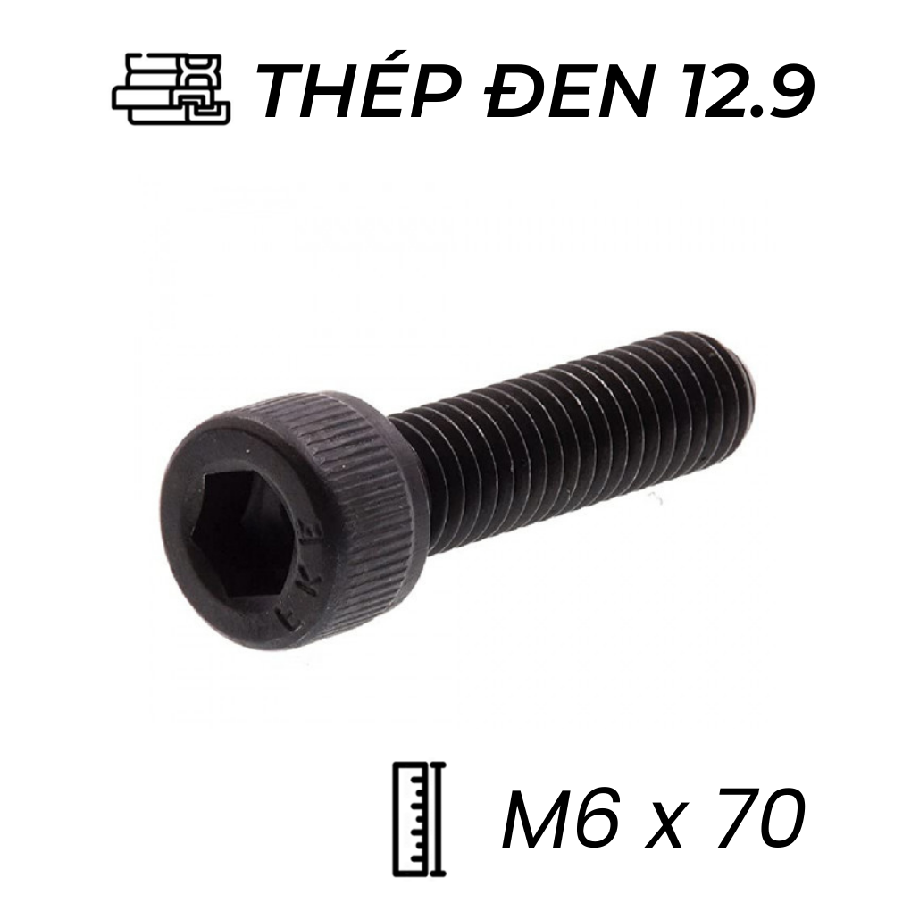 Lục Giác Chìm Đầu Trụ Thép Đen 12.9 DIN912 M6x70
