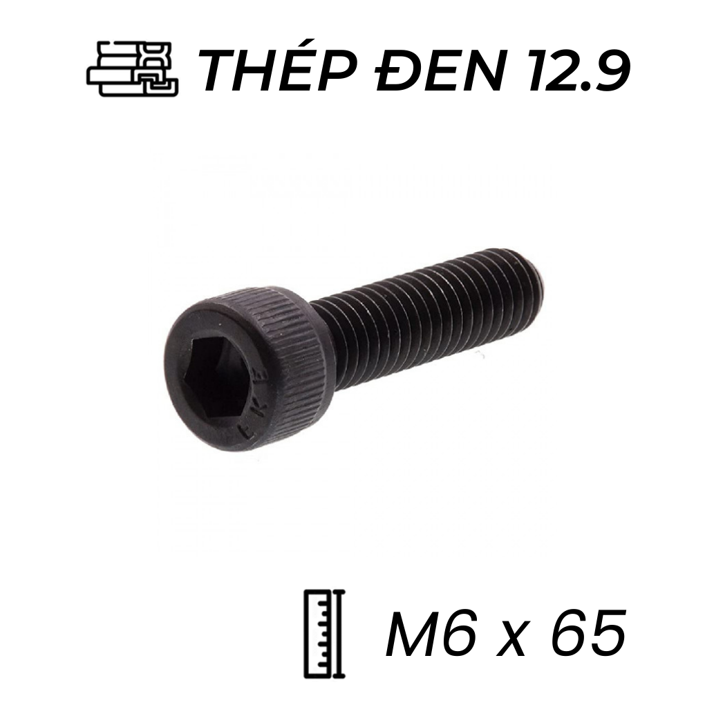 Lục Giác Chìm Đầu Trụ Thép Đen 12.9 DIN912 M6x65